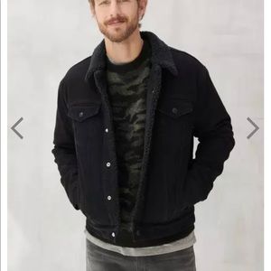 Lucky Brand Mens Small Denim Shearling Collar Jacket